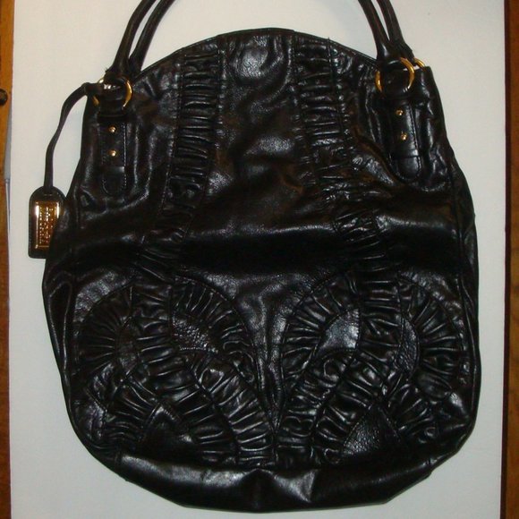 Badgley Mischka Large Black Leather Tote - Picture 1 of 5